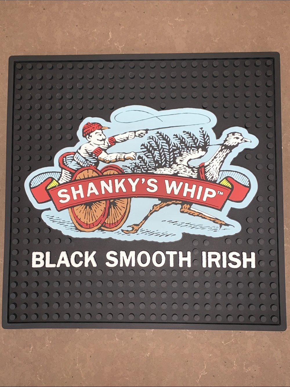 Shanky’s Whip Black Smooth Irish Whiskey Liqueur Bar Mat 12x12”